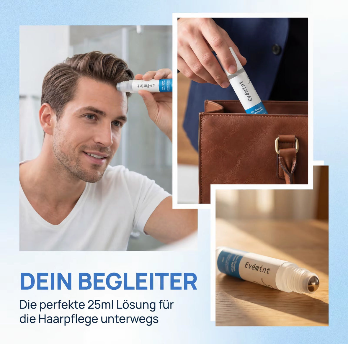 Sérum Roll-On Cheveux au Romarin & Gingembre – Fortifiant Anti-Chute – 25 ml